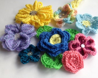 Patron de fleurs au crochet : Collection de fleurs #1 - HUIT belles fleurs et un bandeau - Téléchargement numérique PDF