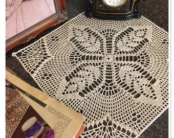 Crochet Doily Pattern, PDF Digital Download - Cream of Wheat Square Doily