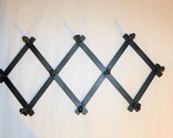 Expandable 10 Peg Wooden Hat/Coat Rack, Coffee Mug Rack, 13" Long by 2 5/8" Wide when closed, FREE SHIPPING