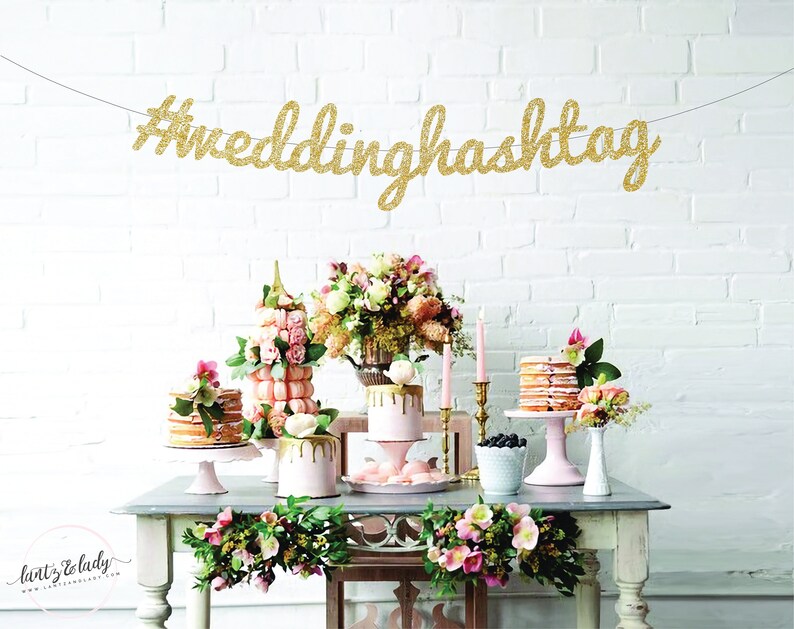 Custom Wedding Hashtag Premium Glitter Banner Cheap Wedding Etsy
