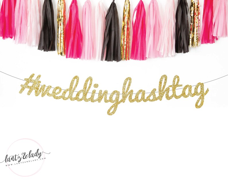 Custom Wedding Hashtag Premium Glitter Banner Cheap Wedding Etsy