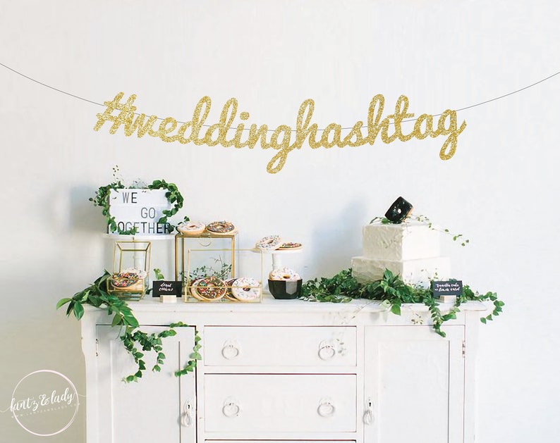 Custom Wedding Hashtag Premium Glitter Banner Cheap Wedding Etsy