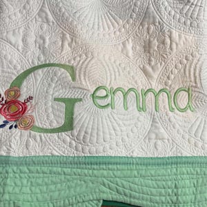 Personalized Baby Quilt Blanket, Embroidered Quilt, Keepsake Quilted Baby Blanket, Personalized Baby Gift, heirloom quilted blanket