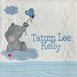 Heirloom Baby Quilt - Personalized Embroidered Blanket, Custom Baby Shower Gift
