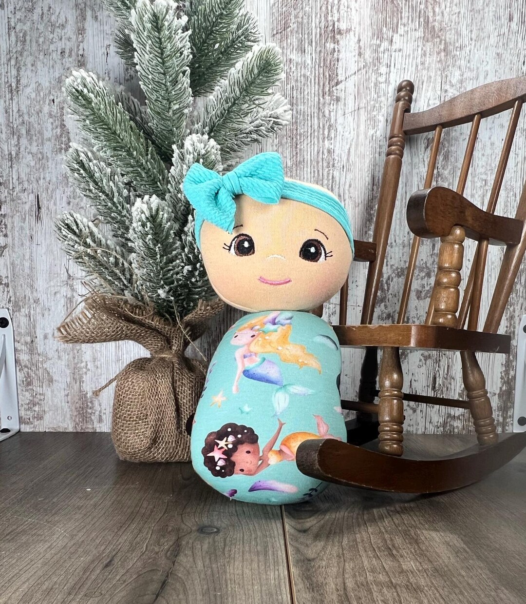 Handmade Mermaid Swaddle Baby Doll: Magnetic Pacifier, First Doll - Etsy