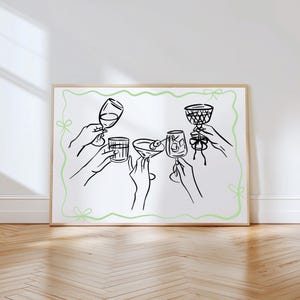 Barwagen druckbare Wandkunst Cocktail Poster Barwagen Kunst Küche Wanddekor Prost Print Trendige Wandkunst Girly Minimalistische Küchenwandkunst