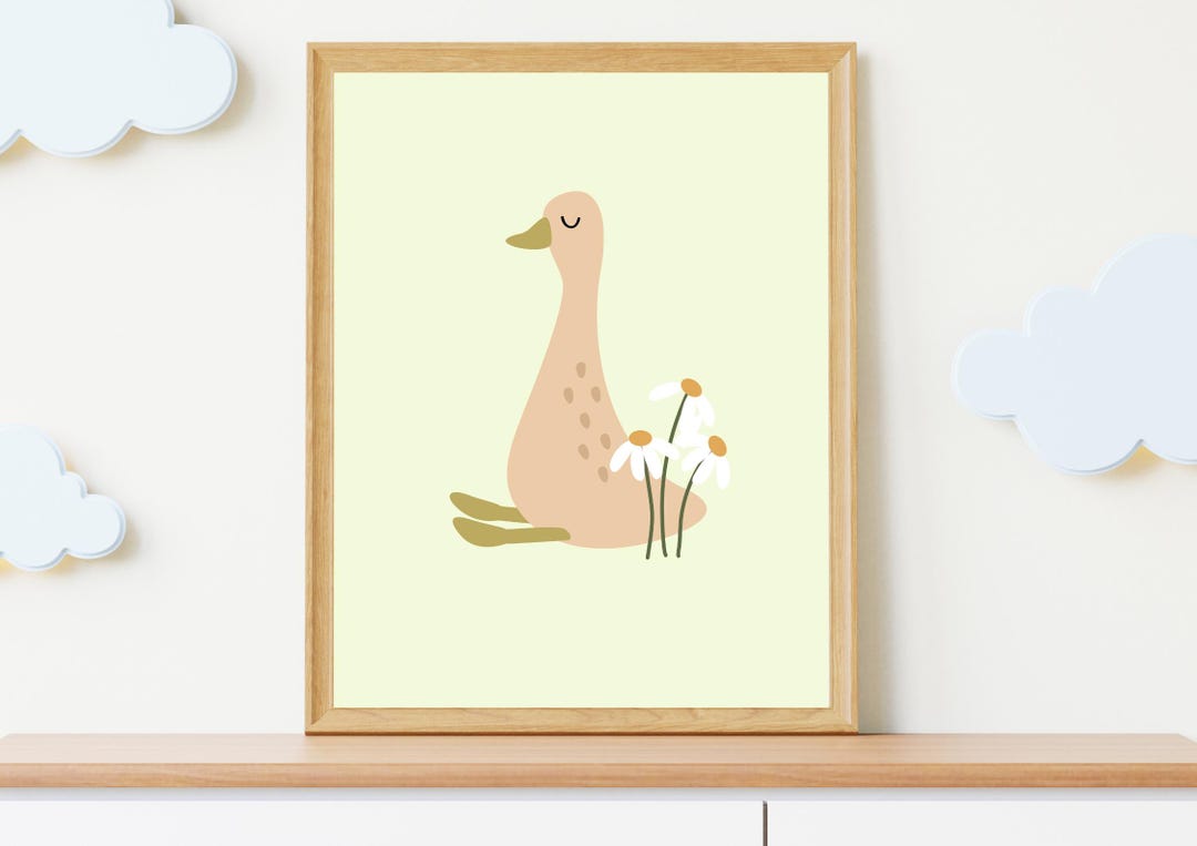 Goose Wall Art Pastel Nursery Wall Decor Cute Goose Poster Playroom ...