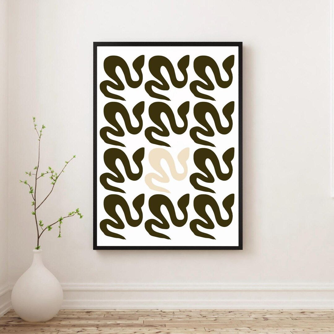 Abstract Snake Print Modern Wall Art Trendy Poster Serpent Abstracr ...