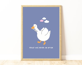 Sarkastische Gans mit Messer Druck Dummer Vogel Wand Kunst Spaß Meme Poster Bauernhof Tier Wohnkultur