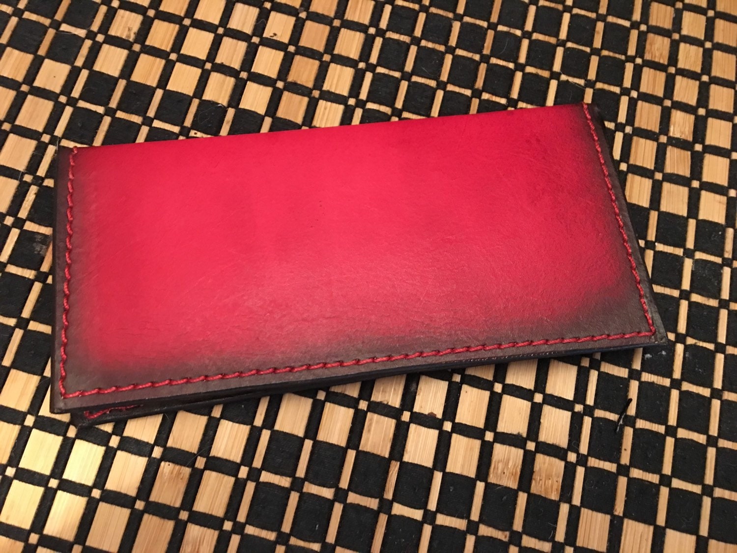 Red Leather Checkbook Cover Etsy