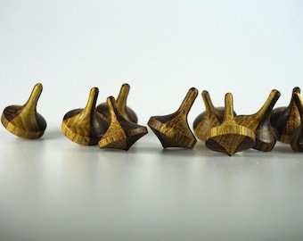 Chess - Double Coloured Oak Mini Spinning Top - Hand Crafted