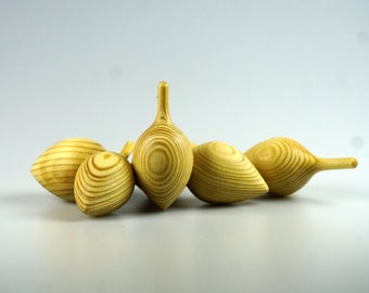 Onion - Pine Mini Spinning Top - Hand Crafted