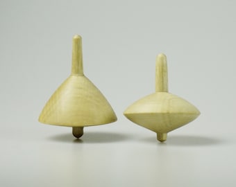 Duet - Set Of 2 Hard Maple Spinning Tops - Hand Crafted