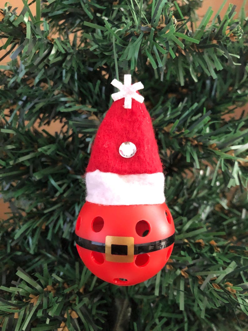 Pickleball Mini Ornaments Set of 4 Santa & Elves, Pickleball Ornament