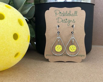 Pickleball Dangle Clasp Earrings© | Pickleball Earrings | Pickleball Gifts | Pickleball Jewelry | Pickleball Present | Pickleball