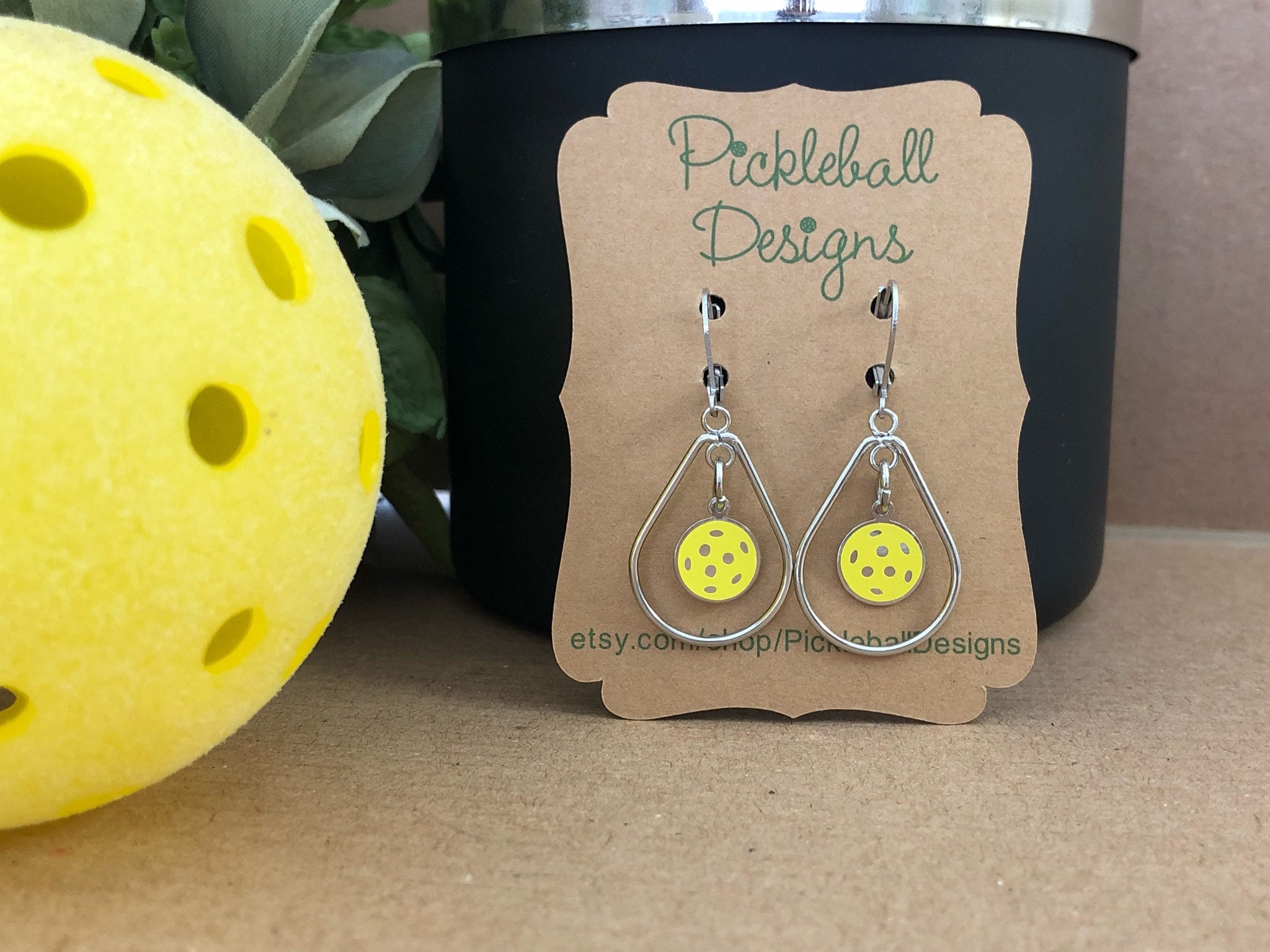 Pickleball Dangle Clasp Earrings© Pickleball Earrings Etsy