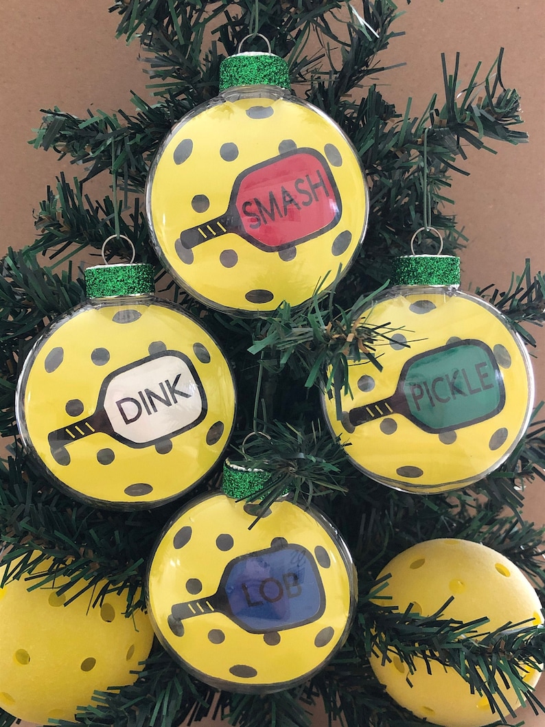 Pickleball Ornaments Set of 4 Pickleball Ornament Etsy