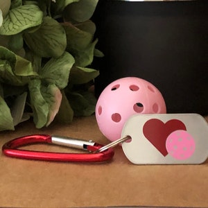 Pickleball & Heart Bag Clip© / Keychain | Pickleball | Pickleball Gifts | Pickleball Keychain | Pickleball Valentine | Pickleball Bag Tag