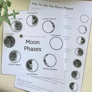 Moon Phases Planner Stickers | (2) Sheets Lunar Cycle Icons and Meanings | Witchy Journal & Manifestation Stickers