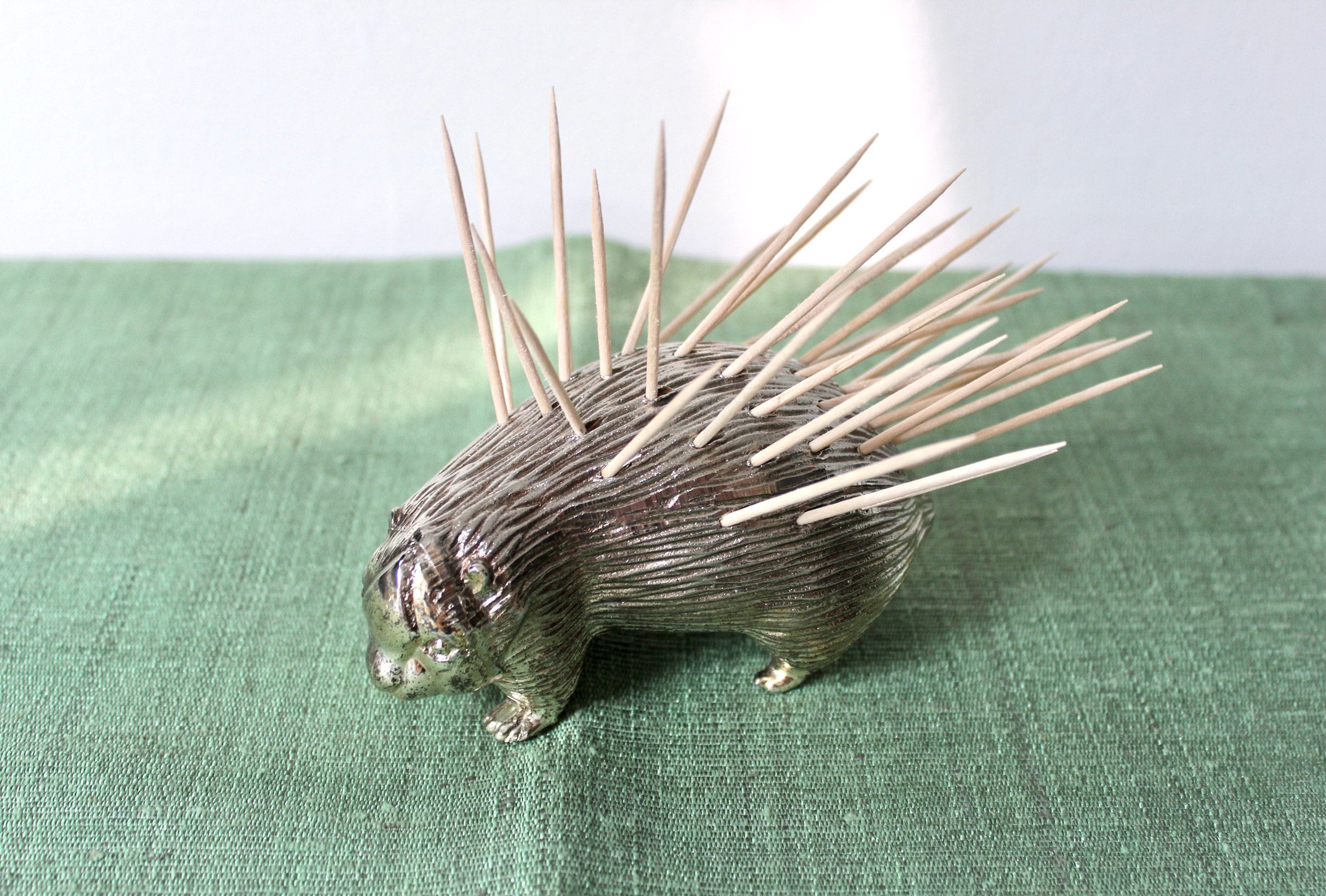 Vintage Silverplate Porcupine Toothpick Holder Etsy