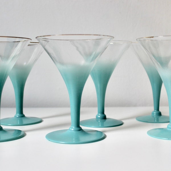 Blendo Ombre turquoise set van 6 kristallen martiniglazen