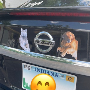 ペットの顔の車用マグネット、犬の顔のバンパーステッカーマグネット、犬のお父さんとお母さんへのギフト、ペットの顔でパーソナライズされたカスタムペット車用マグネット、