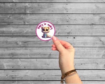 Funny Kitty Sticker: Dairy is Scary, Laptop Decal