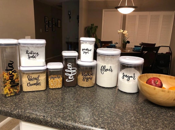 Permanent Labels for Food Containers, Labels for OXO Containers, Storage  and Organization Labels, Script Labels for Dry Goods Containers 