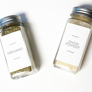 Minimalist Spice Jar Labels, White Matte Kitchen Labels, Modern Spice Jar Labels