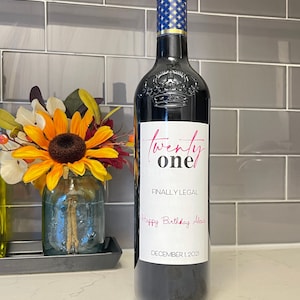 Personalized Wine Label for Birthday Gift, 21st birthday present, Milestone Birthday, Wine Label Sticker