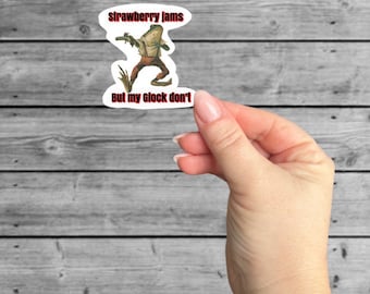 Funny Frog With Glock Sticker, Matte Laptop Decal