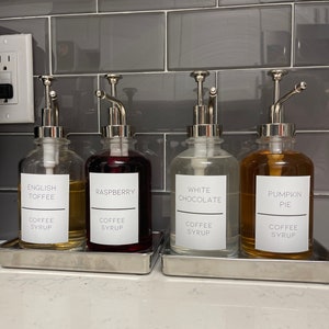 Custom Coffee Syrup Labels: Coffee Bar Organization