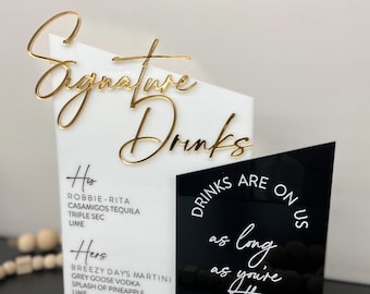 Signature Drinks Bar Sign, Wedding Bar Sign, Reception Bar Sign, Wedding Reception Bar Sign, His Her Signature Drinks, Custom Drink Sign