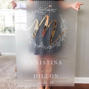 Custom Wedding Welcome Sign, Gold Wedding Welcome sign, Acrylic Wedding Reception Sign, Frosted Acrylic Welcome Sign, Reception Sign