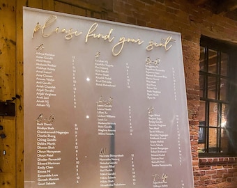 Frosted Acrylic Seating Chart, Wedding seating chart, Wedding seating sign, Acrylic wedding sign, Custom Seating chart, Gold wedding sign