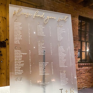 Frosted Acrylic Seating Chart, Wedding seating chart, Wedding seating sign, Acrylic wedding sign, Custom Seating chart, Gold wedding sign