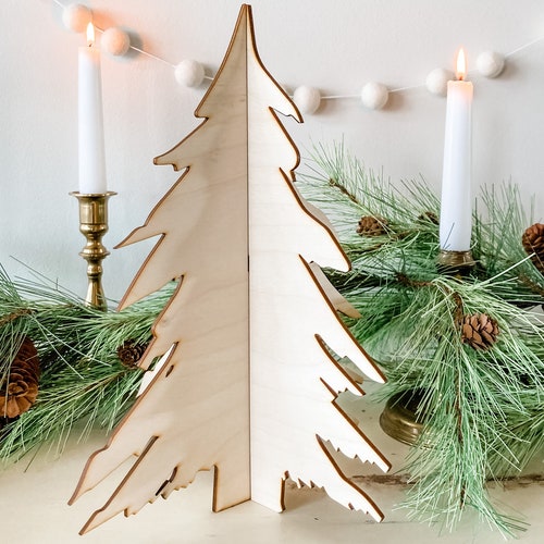5 x Laser Cut Blank MDF Ply Gold Silver Hessian Denim Canvas Christmas Tree 