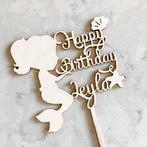 mermaid cake topper / custom birthday cake topper / birthday party / Laser Cut Topper / custom mermaid cake topper / personalized mermaid