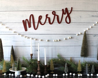 Merry Sign,  Wood Merry Sign, Christmas Decor,  Holiday Decor, Rustic Wood Sign, Wood Sign, Wall Hanging, Holiday Home Decor