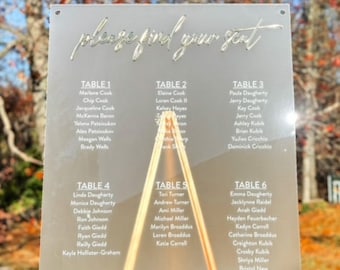 Frosted Acrylic Seating Chart, Wedding seating chart, Wedding seating sign, Acrylic wedding sign, Seating chart, Custom gold wedding sign