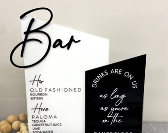 His and Hers Personalized Bar Sign, Wedding Bar Sign, Reception Bar Sign, Wedding Reception Bar Sign, Signature Drinks, Custom Drink Sign