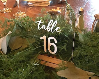 Set of Acrylic Table Numbers // Wedding table numbers // Clear Acrylic table numbers // Calligraphy table numbers // Wedding Decor