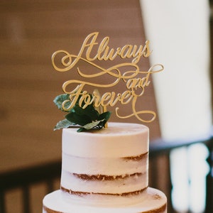 Always and Forever Rose Gold Mirror Acrylic Wedding Cake Topper Dec.726 