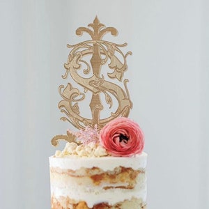 Monogram Cake Topper, Wedding cake topper, Personalized wedding cake topper, Custom initials cake topper, Gold cake topper