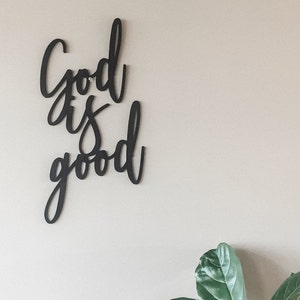 God is Good, Happy sign, Porch decor, Welcome Decor, Rustic Wood Sign, Wall Hanging, Home Decor, Faith Decor, Christian Home Decor image 3