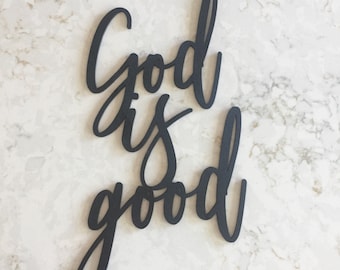 God is Good, Happy sign, Porch decor, Welcome Decor, Rustic Wood Sign, Wall Hanging, Home Decor, Faith Decor, Christian Home Decor