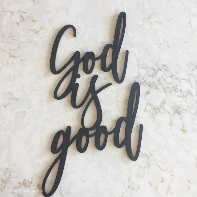 God is Good, Happy sign, Porch decor, Welcome Decor, Rustic Wood Sign, Wall Hanging, Home Decor, Faith Decor, Christian Home Decor image 1