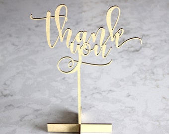 Laser Cut thank you sign // Wedding sign // wedding decor // Free Standing wedding sign // Thank You Sign // Table top thank you sign