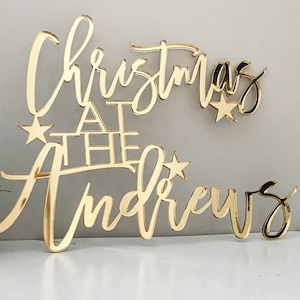 Christmas AT THE Name Sign, Christmas Welcome Sign, Christmas Decor, Holiday Decor, Home Decor, Christmas Sign, Custom Family Name Sign
