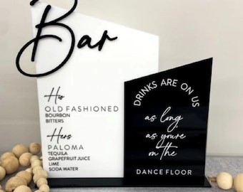 His and Hers Personalized Bar Sign, Wedding Bar Sign, Reception Bar Sign, Wedding Reception Bar Sign, Signature Drinks, Custom Drink Sign